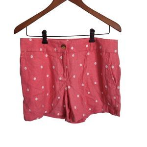 LOFT 6 Inch Shorts Linen Pink‎ Polka Dot Shorts Women's Size 6P